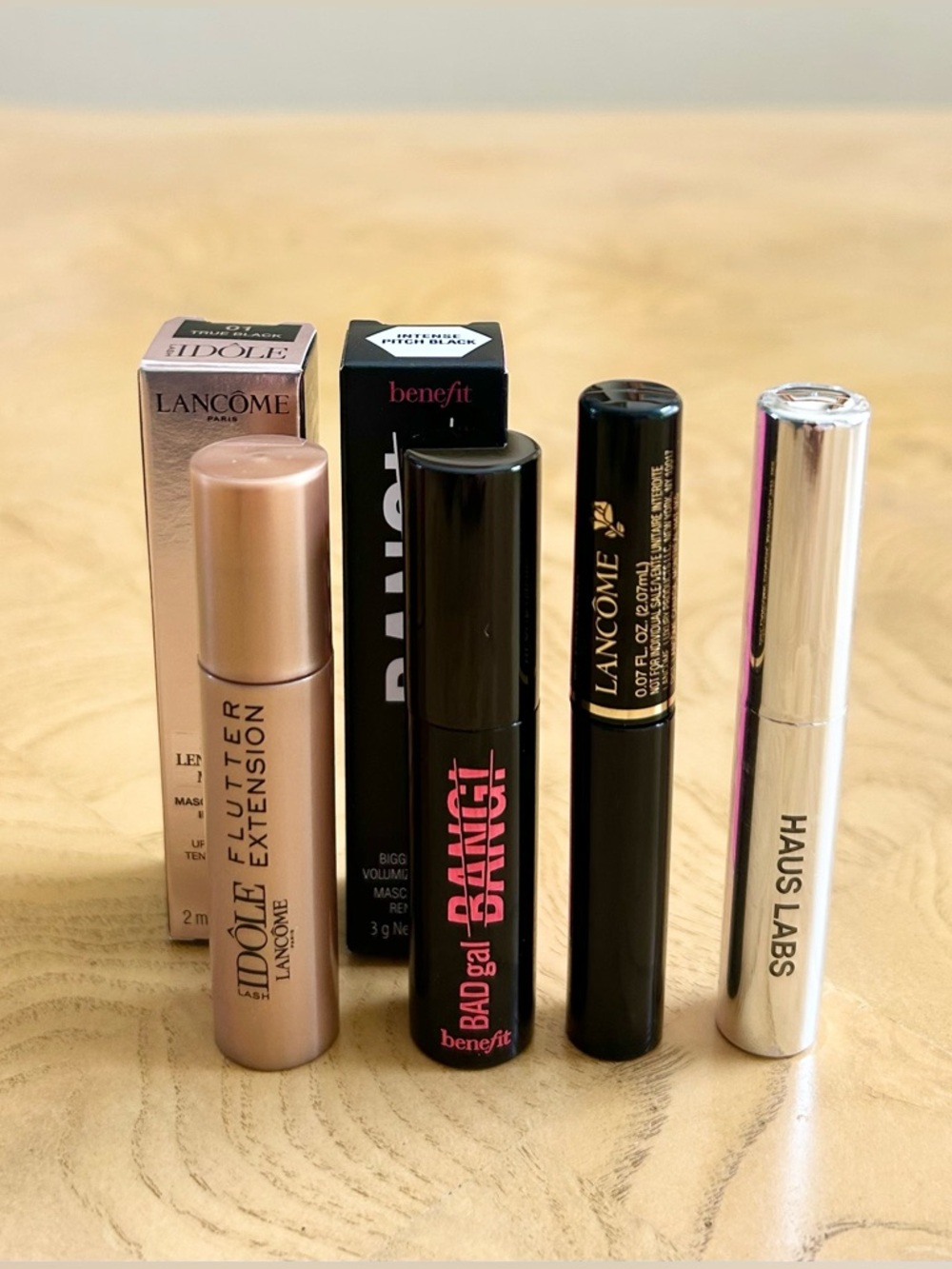 4 Pc Mini Mascaras, Lancome, Benefit, Haus Labs